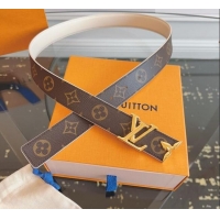 Best Quality Louis Vuitton Monogram Canvas and Leather Belt 3cm with LV Buckle LV031603 White 2026