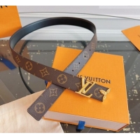 Shop Grade Louis Vuitton Monogram Canvas and Leather Belt 3cm with LV Buckle LV031603 Black 2026