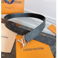 Best Price Louis Vuitton Monogram Canvas and Leather Belt 4cm with LV Buckle LV031604 Black/Silver 2026