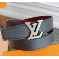 New Cheap Louis Vuitton Grained Leather Belt 3.5cm with LV Buckle LV031605 Black 2026