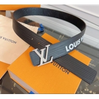 Pretty Style Louis Vuitton Embossed Leather Belt 4cm with LV Buckle LV031606 Black/Strass 2026