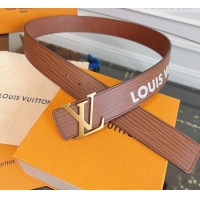 Grade Quality Louis Vuitton Embossed Leather Belt 4cm with LV Buckle LV031606 Brown/Gold 2026