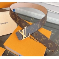 Modern Classic Louis Vuitton Monogram Canvas and Suede Belt 4cm with LV Buckle LV031607 Brown/Shiny Gold 2026
