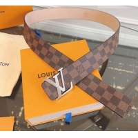 Luxury Cheap Louis Vuitton Monogram Canvas and Suede Belt 4cm with LV Buckle LV031607 Damier Ebene 2026
