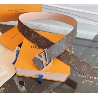 Well Crafted Louis Vuitton Monogram Canvas and Suede Belt 4cm with LV Buckle LV031607 Brown/Shiny Silver 2026