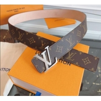 Original Cheap Louis Vuitton Monogram Canvas and Suede Belt 4cm with LV Buckle LV031607 Brown/Aged Silver 2026
