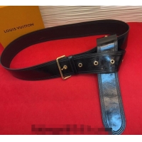 Best Price Louis Vuitton Trench Waist Belt 6.5cm in Shiny Leather LV031702 Black/Gold 2026