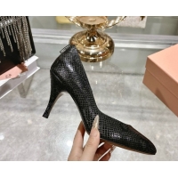 Pretty Style Miu Miu Snakeskin Embossed Leather Pumps 7.5cm Black 5I546E