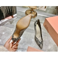 Top Grade Miu Miu Snakeskin Embossed Leather Pumps 7.5cm 5I546E Grey