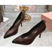 Good Quality Miu Miu Calf Leather Pumps 7.5cm 5I546E Dark Brown 2026
