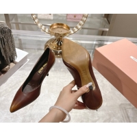 Discount Miu Miu Calf Leather Pumps 7.5cm 5I546E Brown 2026