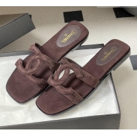 Grade Cheap Chanel Suede Mules Sandals G47250 Coffee Brown 2026
