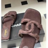 Grade Cheap Chanel Suede Mules Sandals G47250 Coffee Brown 2026