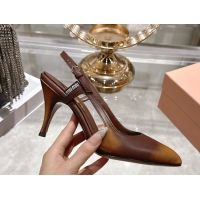 Unique Style Miu Miu Calf Leather Slingbacks Pump 7.5cm 5I546E Brown 2026