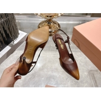 Unique Style Miu Miu Calf Leather Slingbacks Pump 7.5cm 5I546E Brown 2026