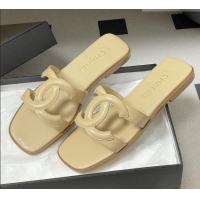 Top Quality Chanel Lambskin Mules Sandals G47250 Beige 2026