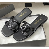 Promotional Chanel Crocodile-patterned Calfskin Mules Sandals G47250 Black 2026
