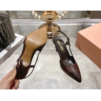 Classic Hot Miu Miu Calf Leather Slingbacks Pump 7.5cm 5I546E Dark Brown 2026