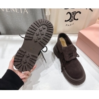 Best Product Miu Miu Suede Laced-up Shoes Briarwood Brown MM120803 1208042