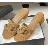 ​Grade Design Chanel Suede Heeled Mules Sandals G47250 Brown 2026