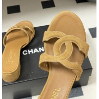 ​Grade Design Chanel Suede Heeled Mules Sandals G47250 Brown 2026