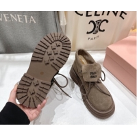Luxurious Miu Miu Suede Laced-up Shoes Grey MM120803 1208043