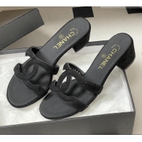 ​Good Product Chanel Suede Heeled Mules Sandals G47250 Black 2026