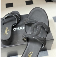​Good Product Chanel Suede Heeled Mules Sandals G47250 Black 2026