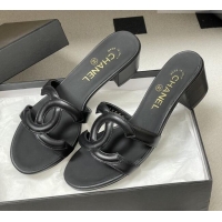 ​Top Quality Chanel Lambskin Heeled Mules Sandals G47250 Black 2026