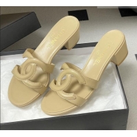 Good Product Chanel Lambskin Heeled Mules Sandals G47250 Beige 2026