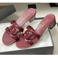 ​Buy Fashionable Chanel Crocodile Pattern Calfskin Heeled Mules Sandals G47250 Burgundy 2026