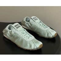 Popular Style Miu Miu Plume satin sneakers 5E570E Green 2026