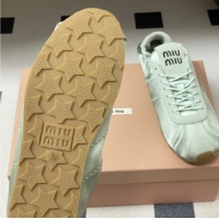 Popular Style Miu Miu Plume satin sneakers 5E570E Green 2026