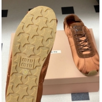 Good Looking Miu Miu Plume satin sneakers 5E570E Cocoa Brown 2026