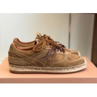 Durable Miu Miu Suede Espadrille Sneakers Light Brown MM120804 1208064