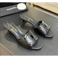 ​Shop Discount Chanel Lambskin & Patent Leather Mules Sandals with 45mm Heel G47252 Black 2026