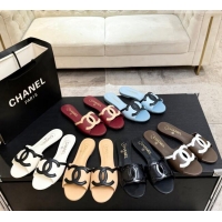 ​Shop Discount Chanel Lambskin & Patent Leather Mules Sandals with 45mm Heel G47252 Black 2026