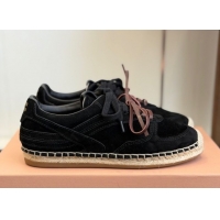 Low Price Miu Miu Suede Espadrille Sneakers Black MM120804 1208065