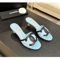 Pretty Style Chanel Lambskin Mules Sandals with 45mm Heel G47252 Blue 2026