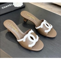 ​Best Price Chanel Lambskin Mules Sandals with 45mm Heel G47252 Khaki 2026