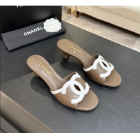 ​Best Price Chanel Lambskin Mules Sandals with 45mm Heel G47252 Khaki 2026
