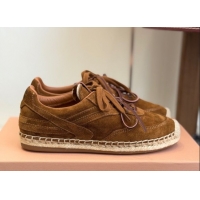 Shop Duplicate Miu Miu Suede Espadrille Sneakers Cocoa Brown MM120804 1208067