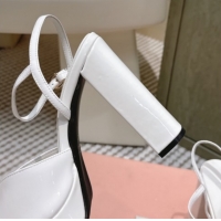 Cheap Price Miu Miu Patent Leather High Heel Sandals 11.5cm MM120806 White