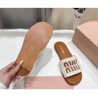 Charming Miu Miu Knit Flat Slides Sandal MM022701 White 2026