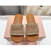 Popular Style Miu Miu Knit Flat Slides Sandal MM022701 Grey 2026