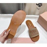 Popular Style Miu Miu Knit Flat Slides Sandal MM022701 Grey 2026