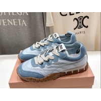 Top Grade Miu Miu Tyre Technical Fabric and Suede Sneakers 5E417E Blue 2026