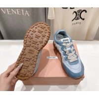 Top Grade Miu Miu Tyre Technical Fabric and Suede Sneakers 5E417E Blue 2026