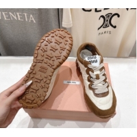 Unique Style Miu Miu Tyre Technical Fabric and Suede Sneakers 5E417E Brown 2026
