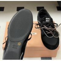 Low Cost Miu Miu Mesh and Suede Sneakers 5E589E Black 2026